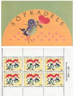 Estonia 1993 Valentine's Day, Friendship. Joint issue with Finland. Sheetlet of 6 stamps in booklet