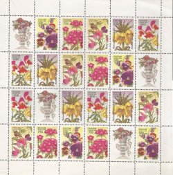 Russia 1996 Garden flowers, sheetlet of 4 sets with labels